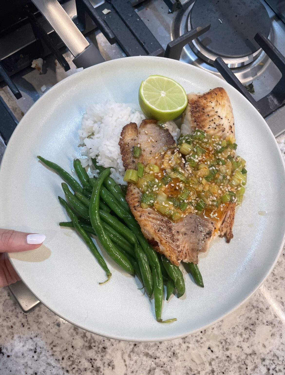 Tilapia with Scallion Sriracha Pesto