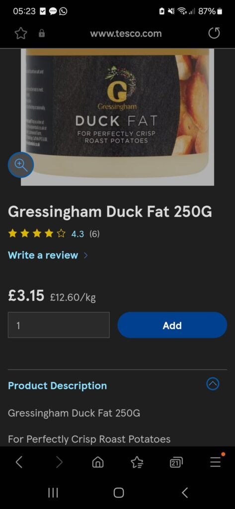 Don’t waste money on jars of duck fat! Don't waste money on jars of duck fat!