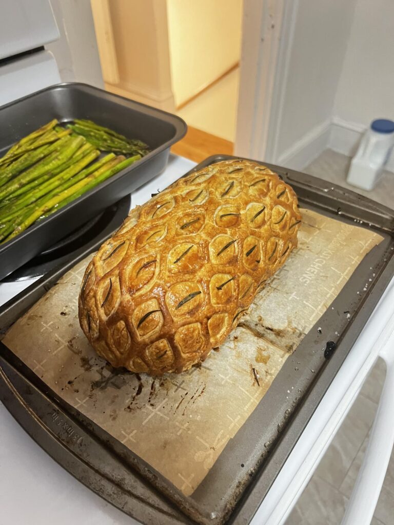 [homemade] Beef Wellington with Spinach and Artichoke filling!