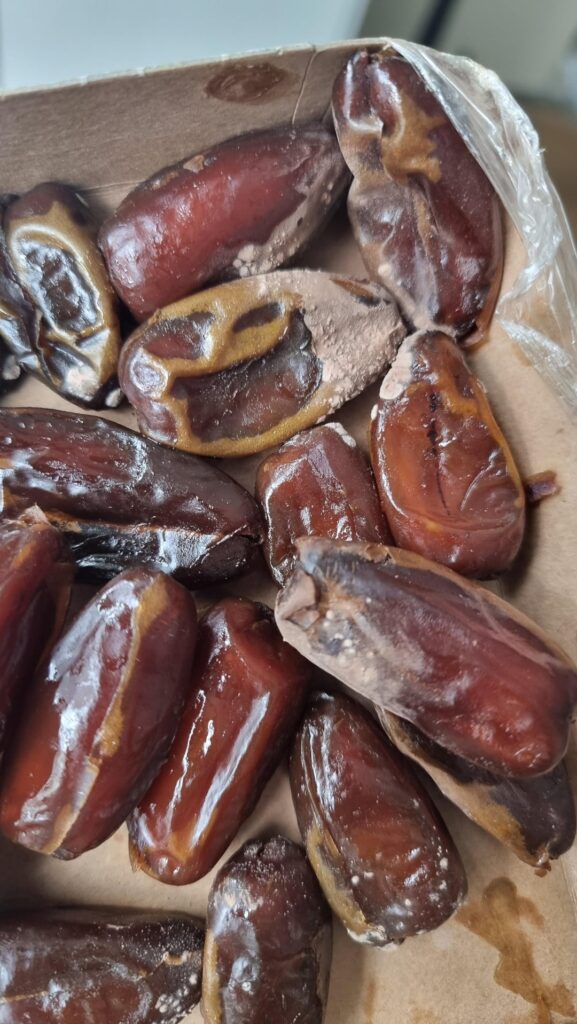 brown powder on dates