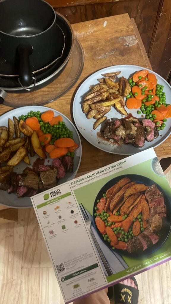 Sizzling, garlic, herb butter, steak