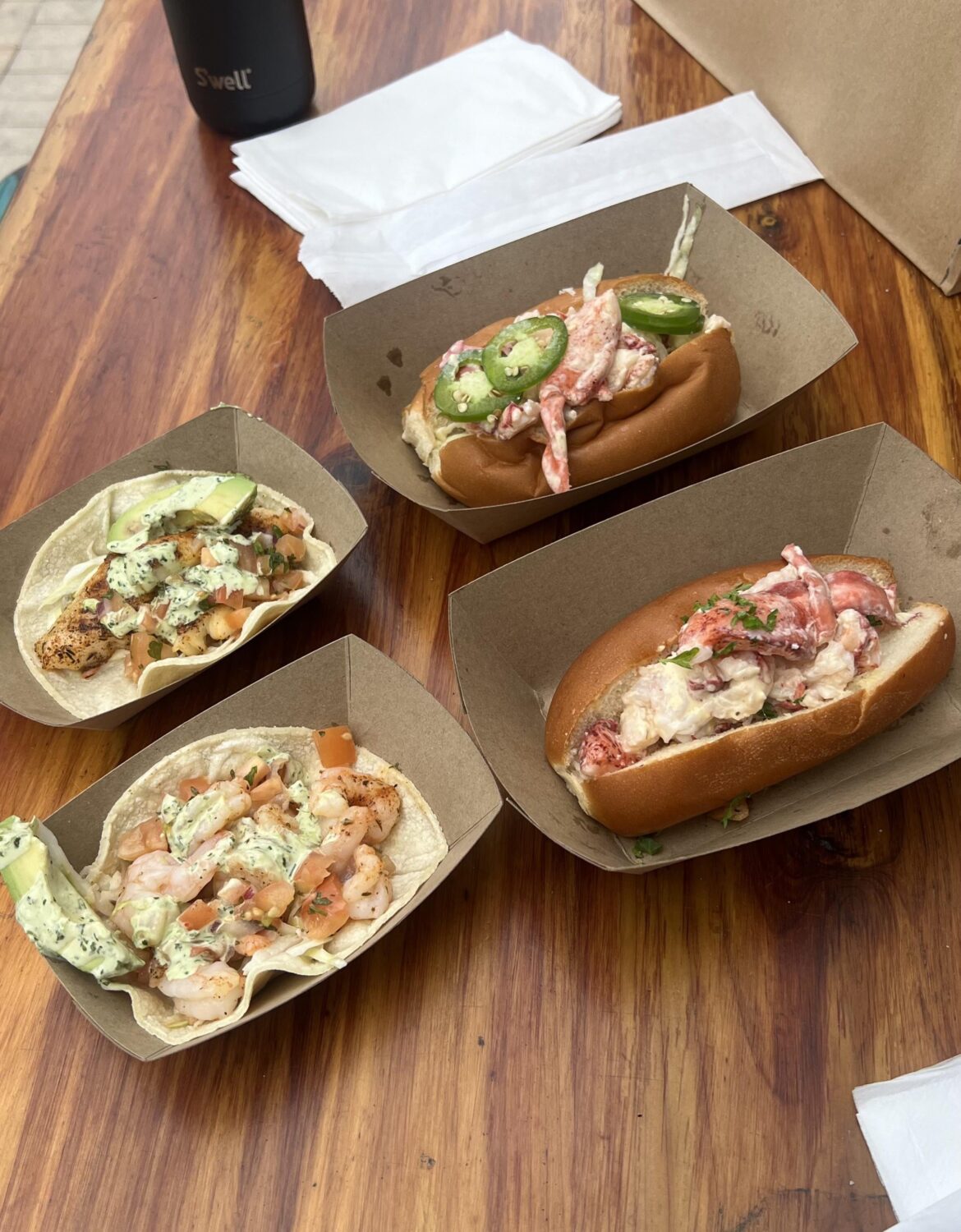 Lobster roll & tacos from Lobster Shack in South Beach, Miami