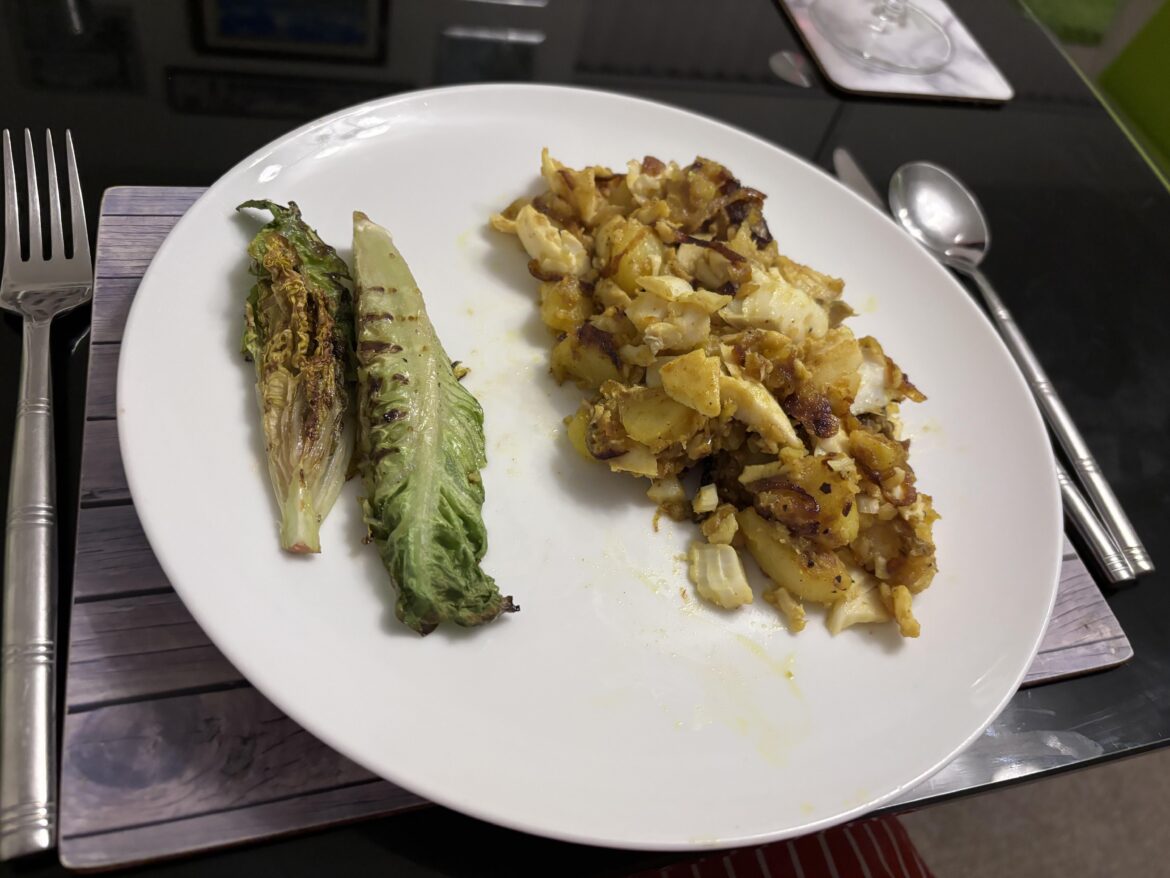 Curried Smoked haddock and potato hash.