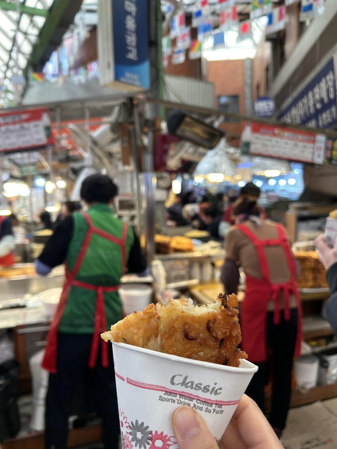 Bindae-tteok (mung bean pancake) from Gwangjang market in Seoul