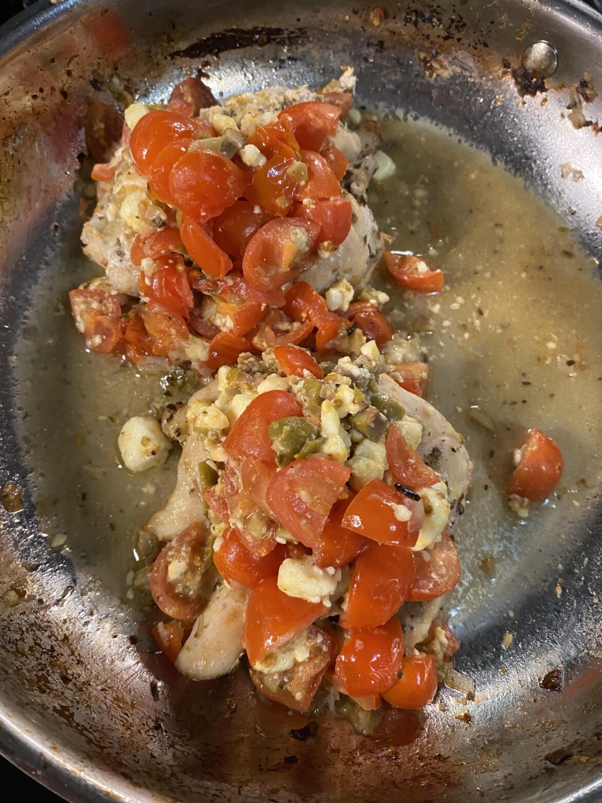 Chicken with olive tapenade!