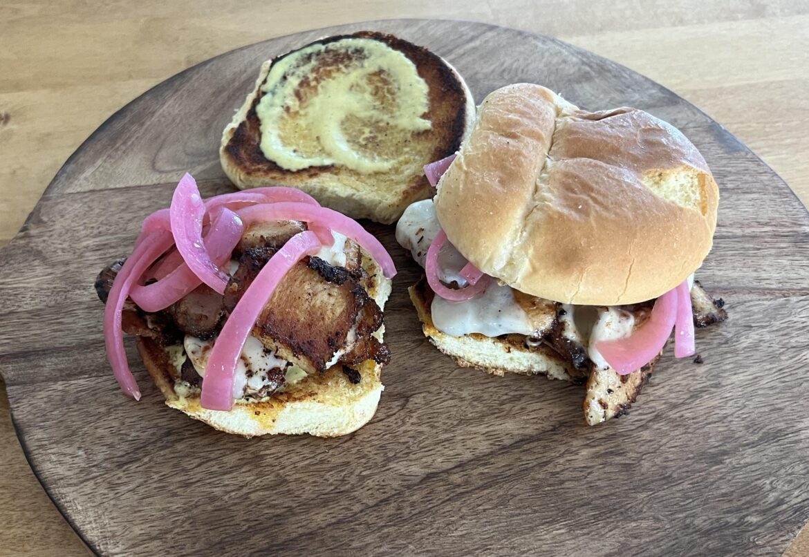 [homemade]Roast Pork/Pickled Onions/Spicy Mayo/Provalone