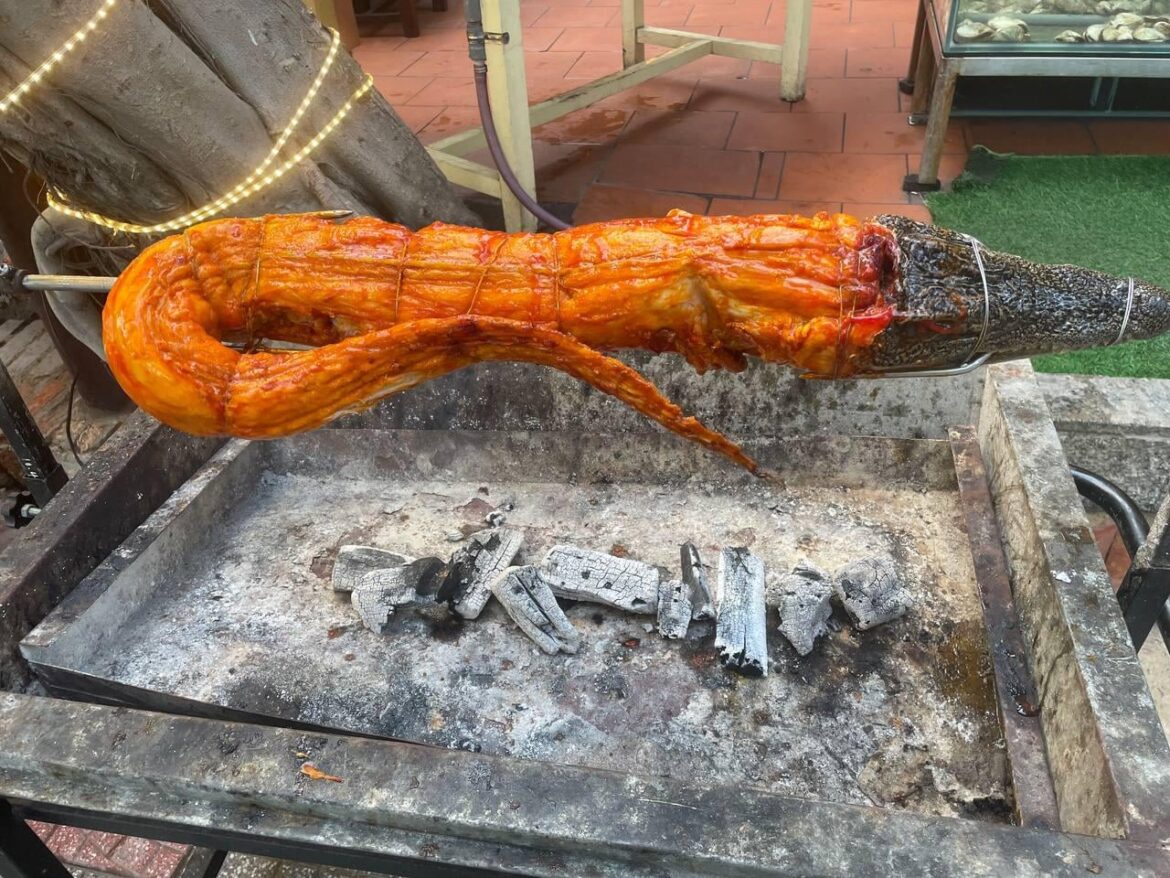 Today I try spicy Vietnamese crocodile