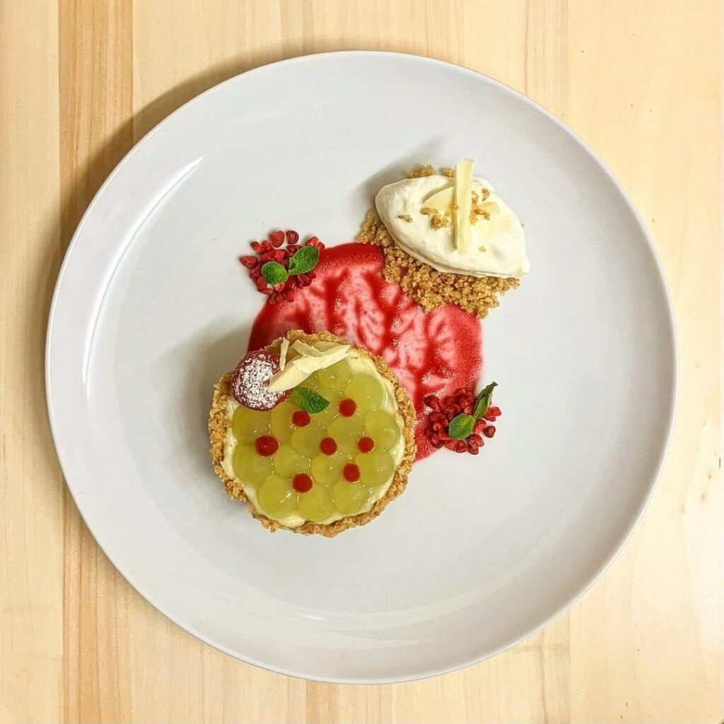 White Chocolate, Raspberry and Mint Dessert