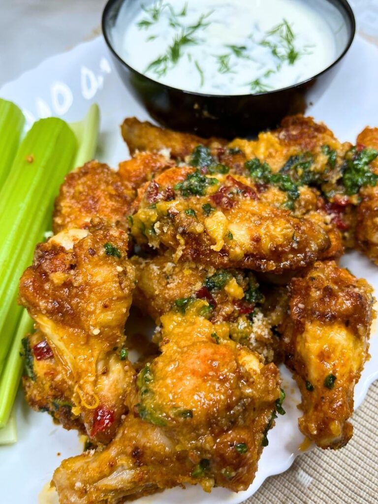 Crispy Garlic Parmesan Chicken Wings in an Air Fryer