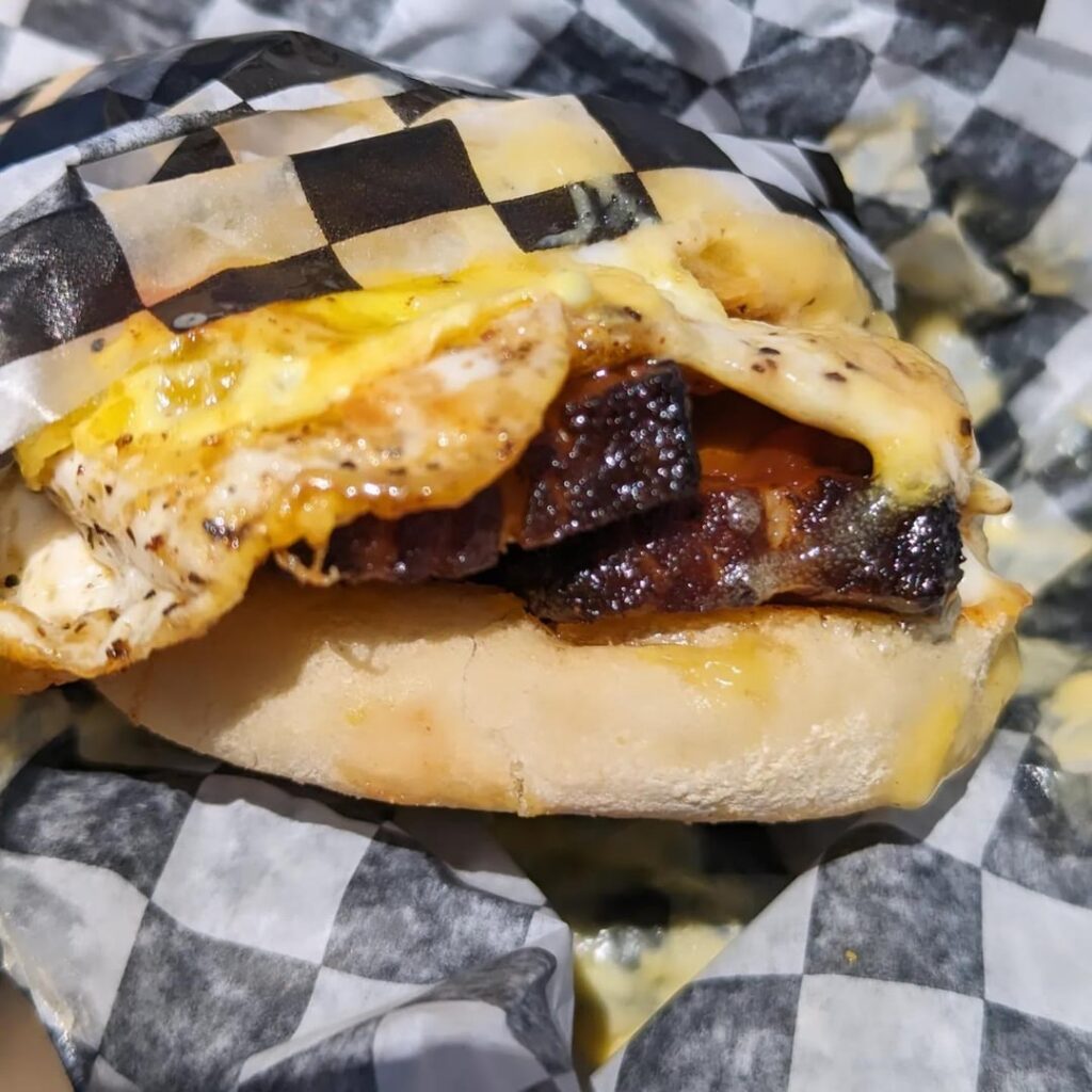 Hot Pork's Pork Belly Sandwich ($12) with Hollandaise upgrade ($2)