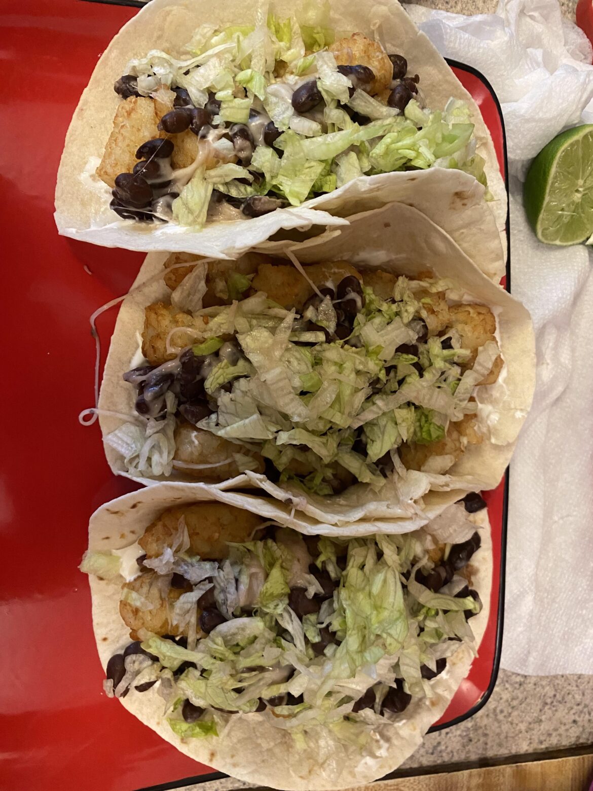 Tater tot soft tacos! Tater tot soft tacos!