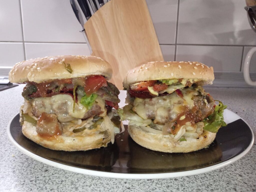 Homemade sandwich inspired by traditional Armenian grilled vegetable salad