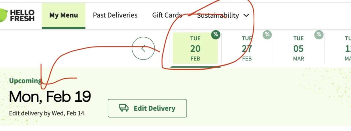 Bug in the HelloFresh website for re-joiners