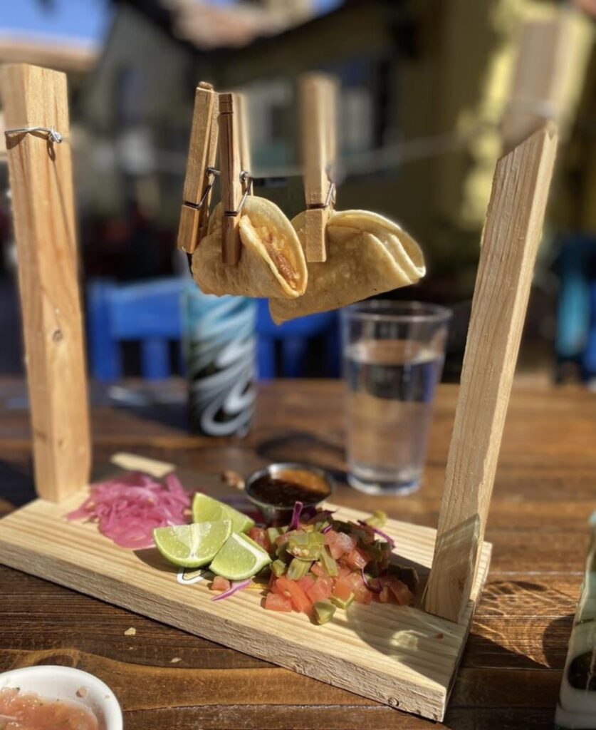 Tacos on a clothes line