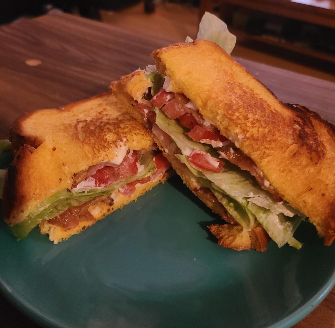 Butter grilled brioche BLT, just missing some crispy chips!
