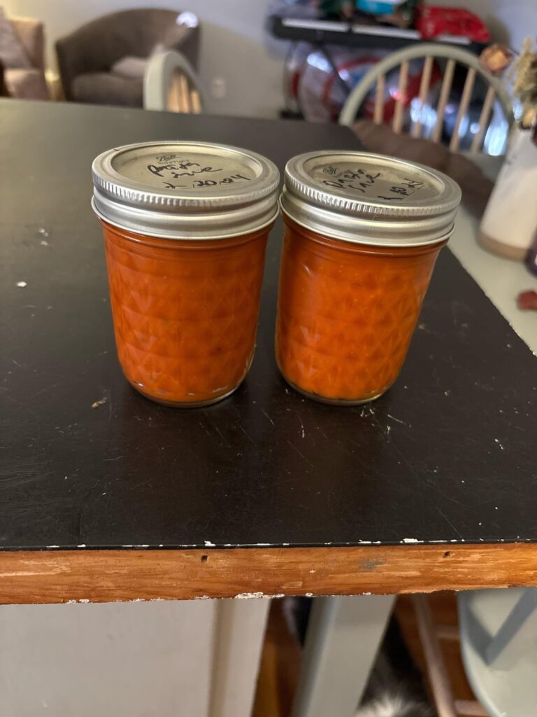 Canned homemade pasta sauce last night