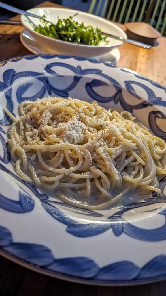La Pizza & La Pasta, Century City - Cacio E Pepe ($26), Insalata Di Rucola ($15)