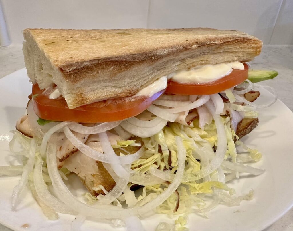 Turkey and Bacon on fresh made sourdough baguette