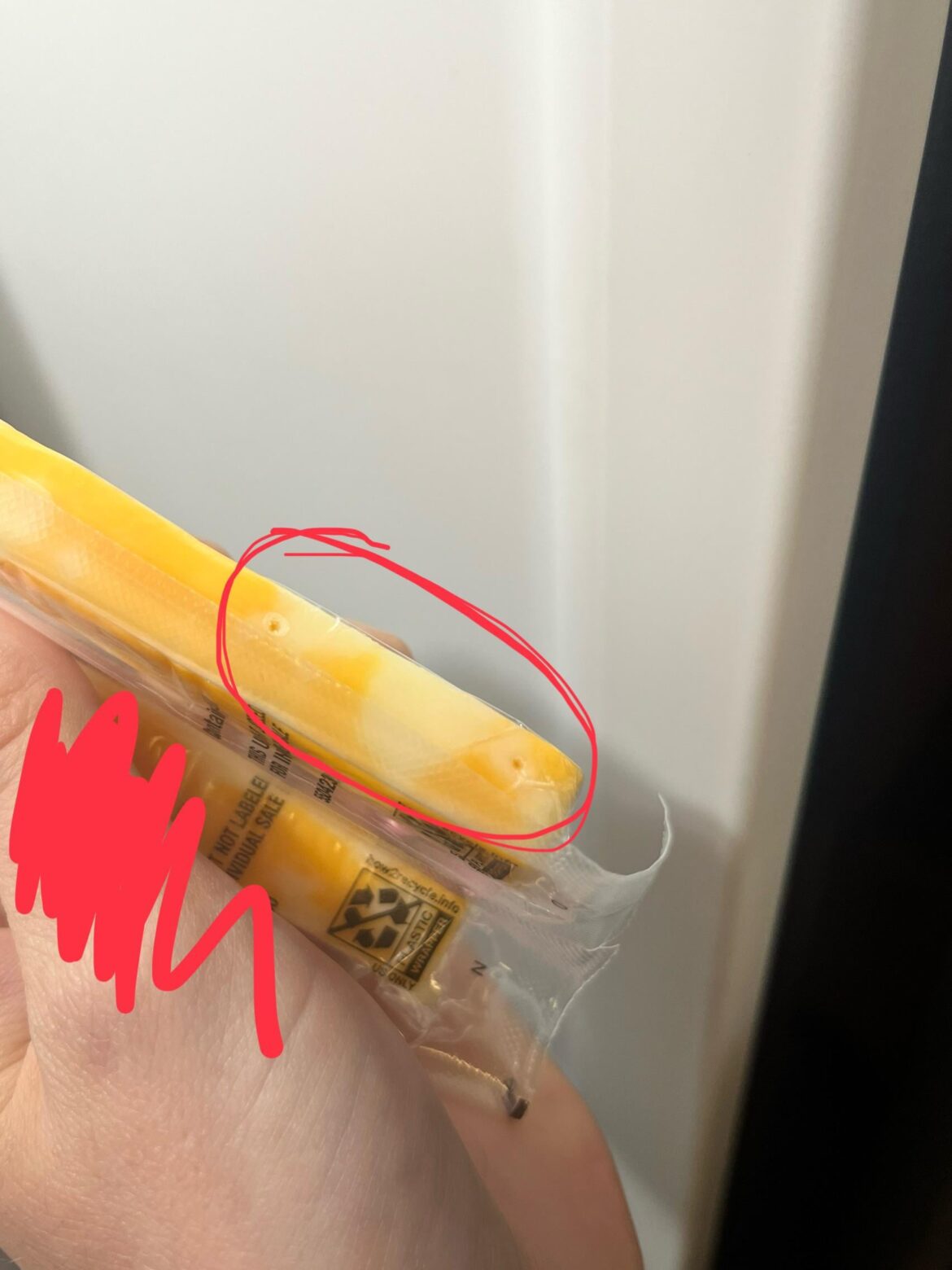 help! little red dots on side of sargent cheese sticks help! little red dots on side of sargent cheese sticks
