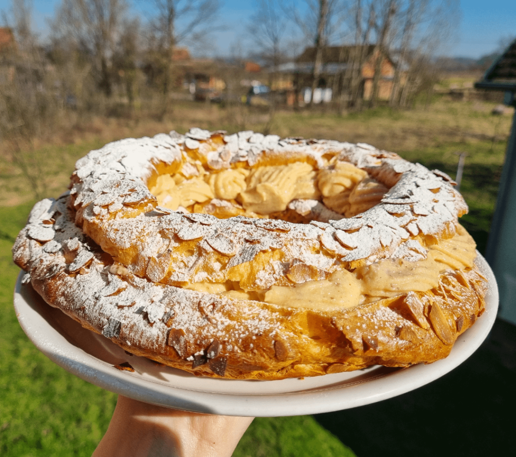 My attempt at the Paris Brest which took me too long to make and I wasn't happy with it at all but I might as well post it