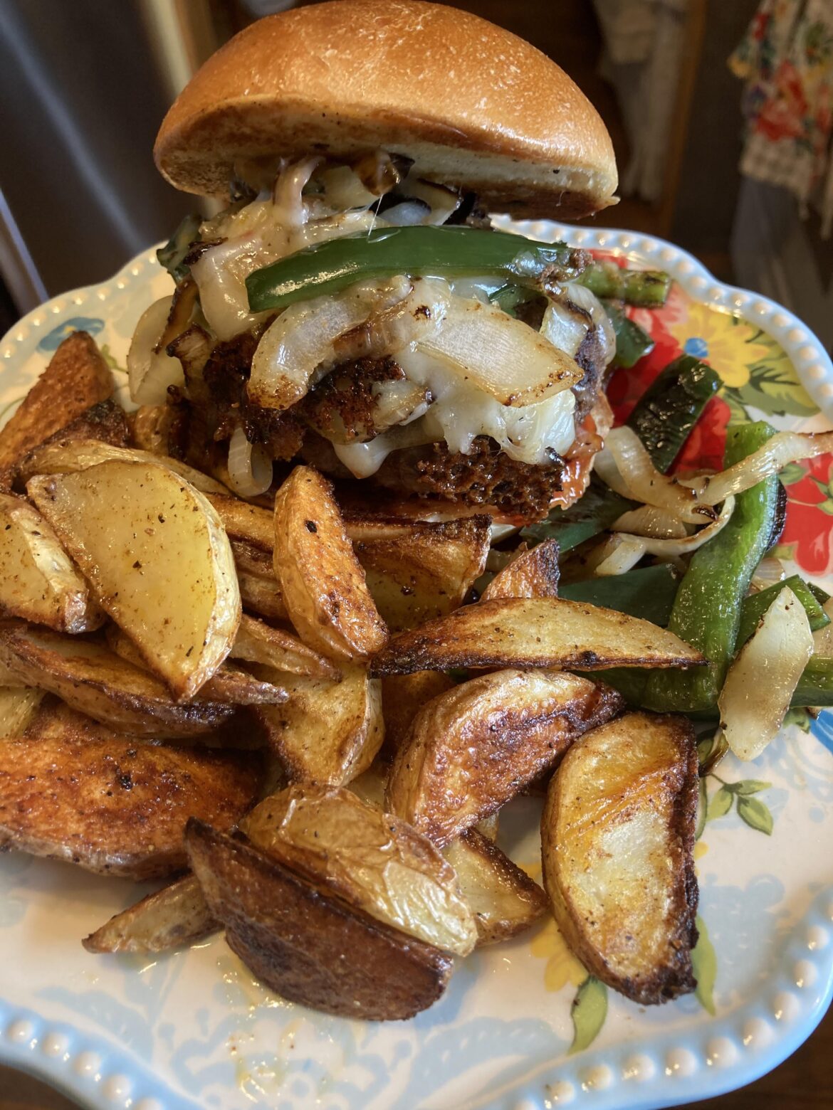 Smothered pepper jack burgers