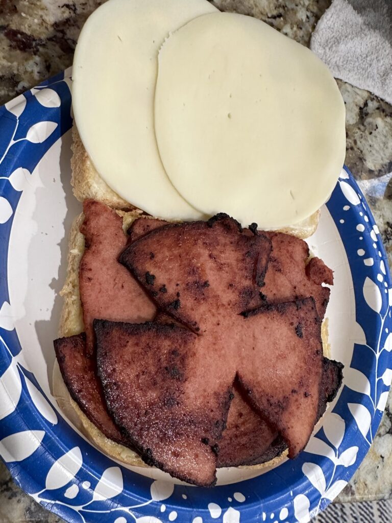 Fried bologna and provolone