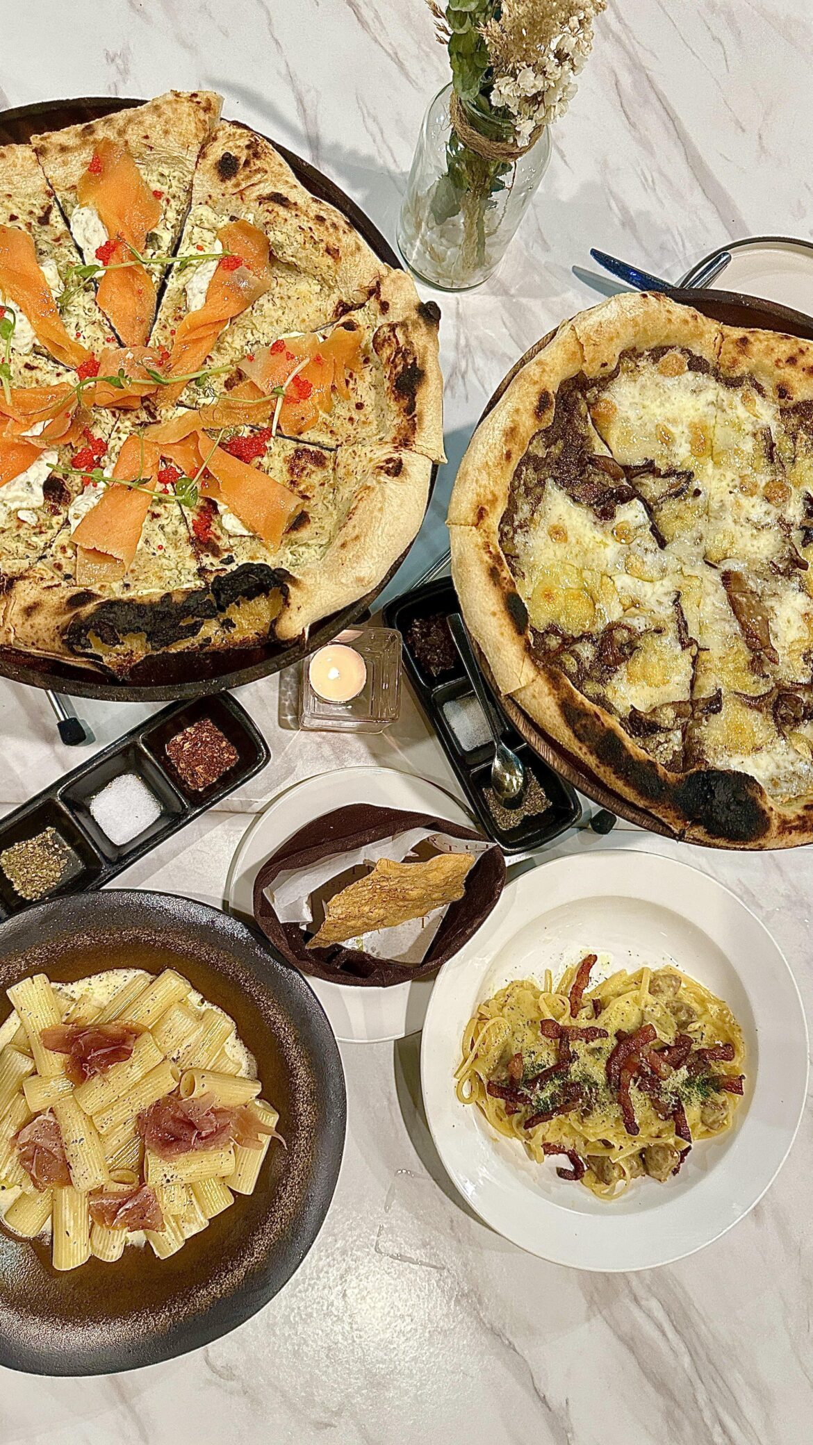 Pizzas, pastas, and truffles