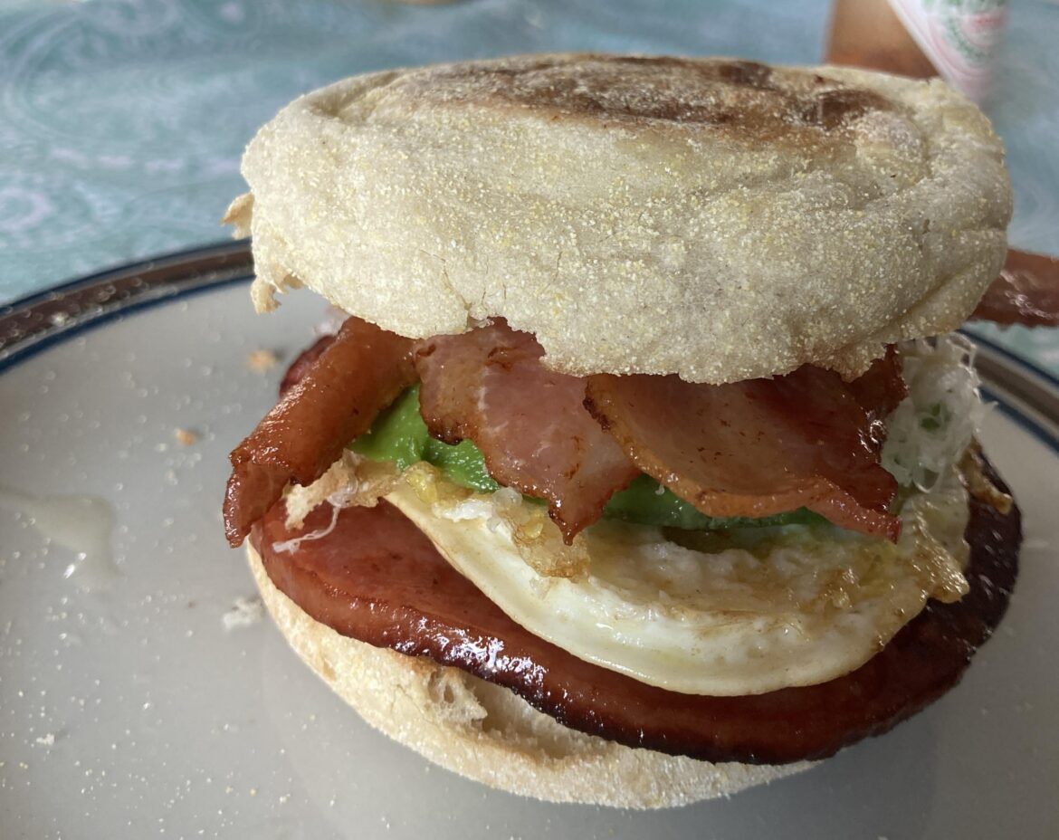 Pork Roll, Bacon, Egg, Cheese, and Avocado