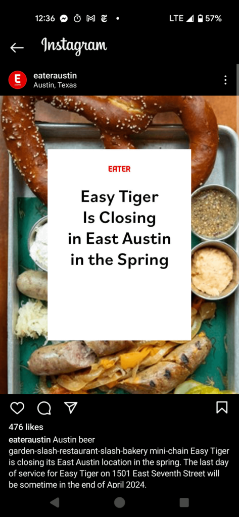 Easy Tiger Closing