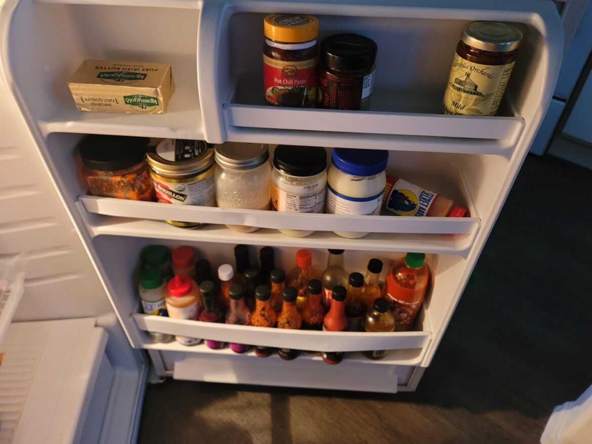 Running out of room; bent fridge door rail