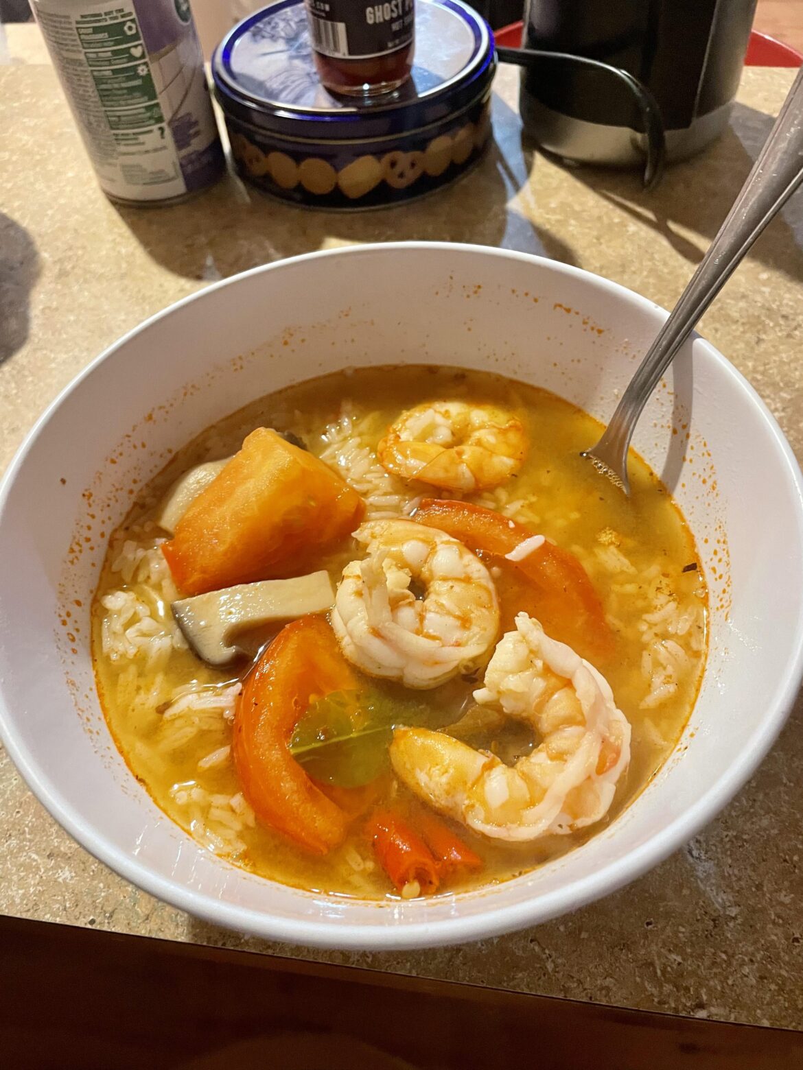 Bad Pic but I Made Extra Spicy Tom Yum Goong for Dinner Tonight