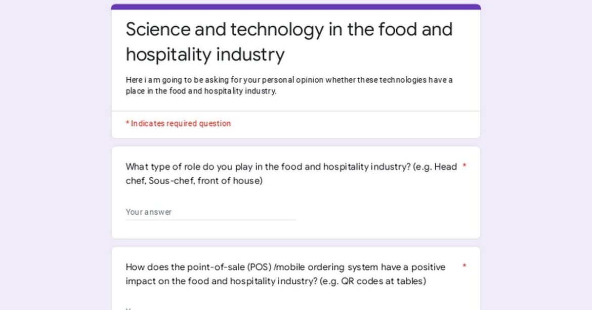 Science and technology in the food and hospitality industry Science and technology in the food and hospitality industry