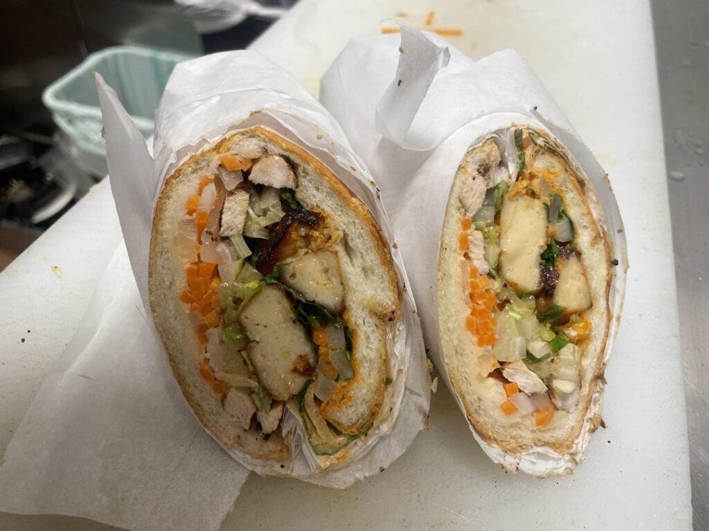 Chicken and tofu bánh mì
