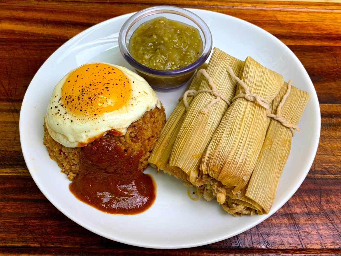 Draped over Spicy Rice