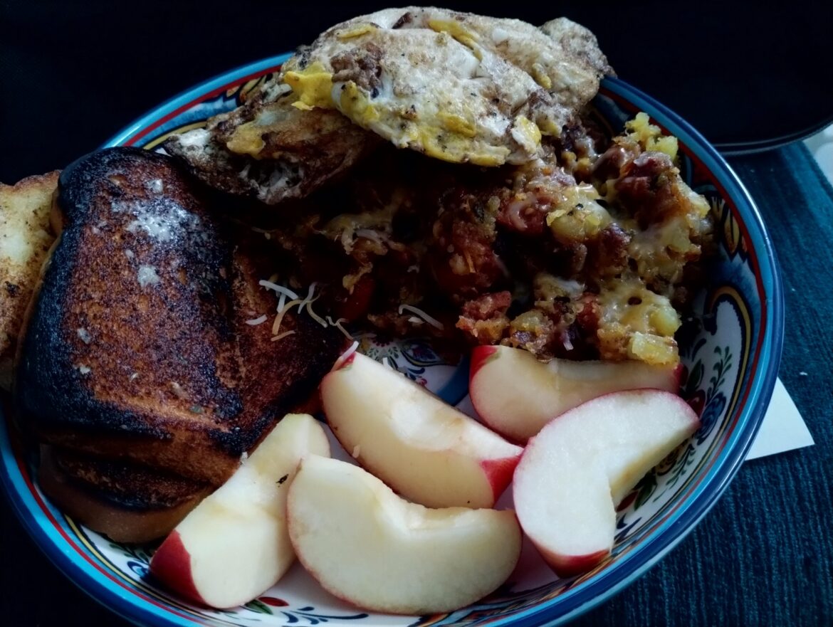 This mornings breakfast... Of course with an egg on top