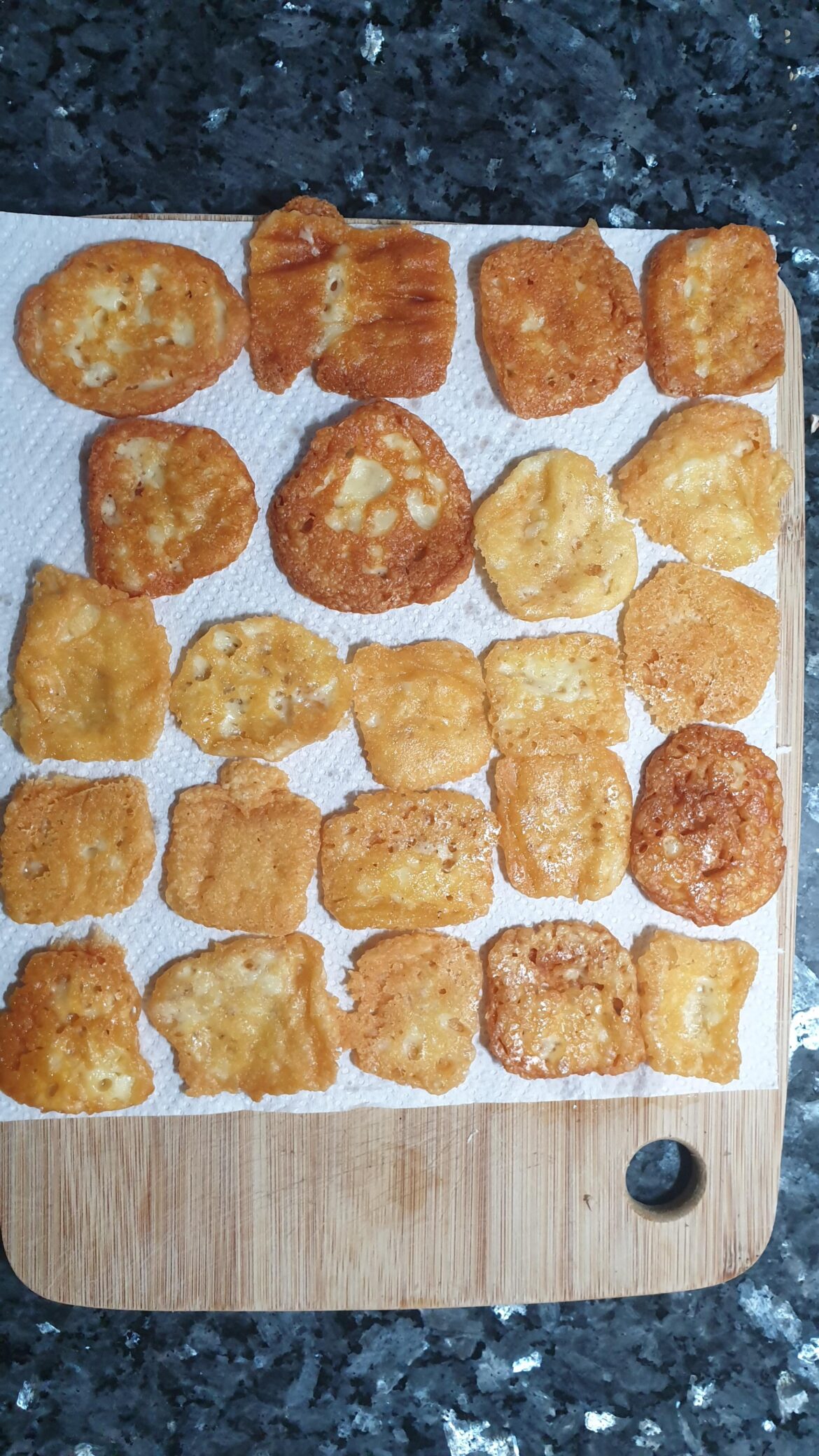 I made cheddar crisps