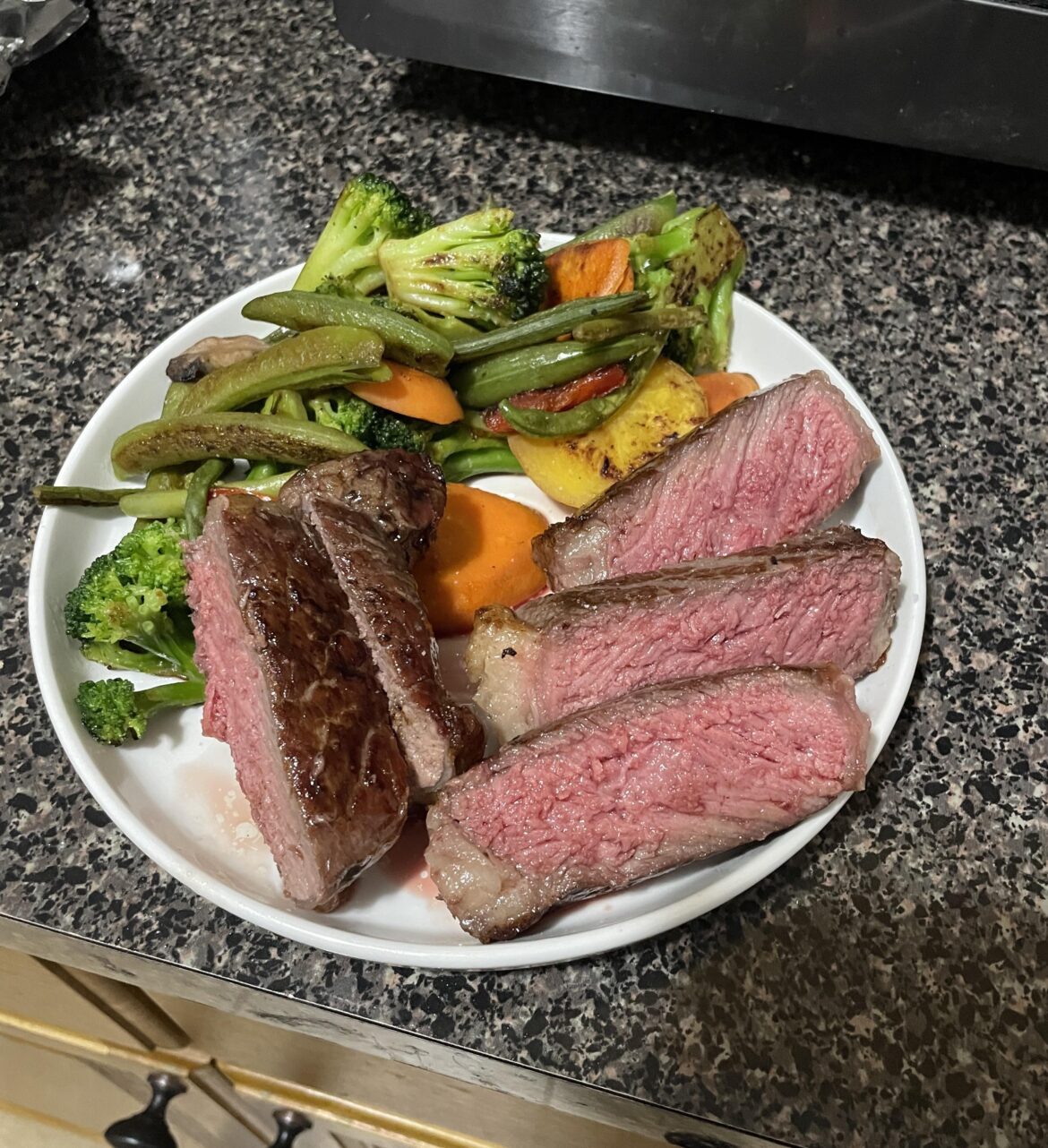 Day 1. Just steak and frozen  stir fry
