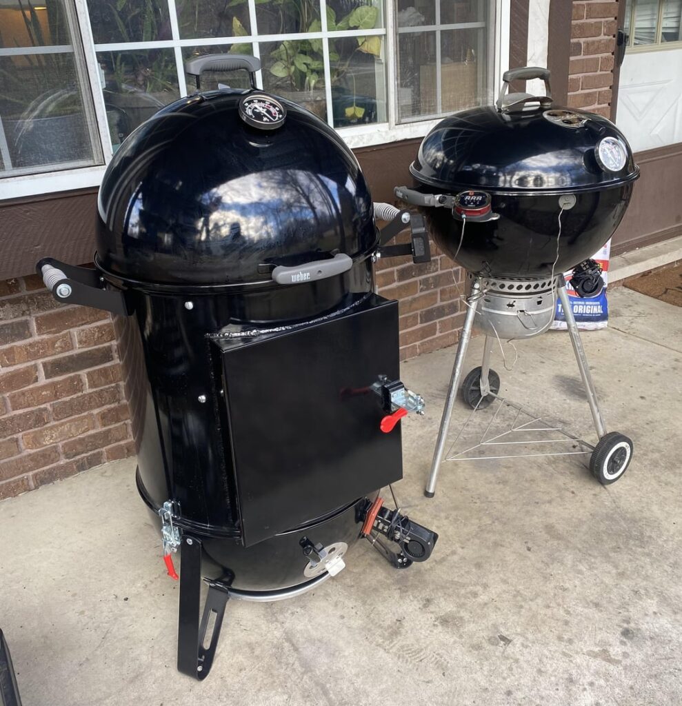 Just thought y’all might like to see my set up… Weber Kettle and WSM w a few mods