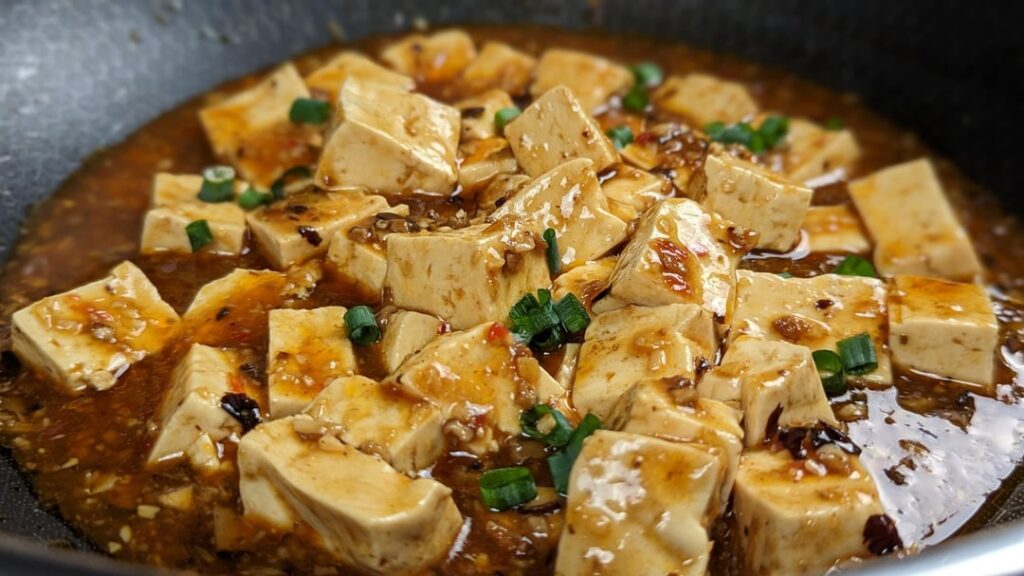 Sichuan Mapo Tofu with Mushrooms in Sichuan Peppercorn