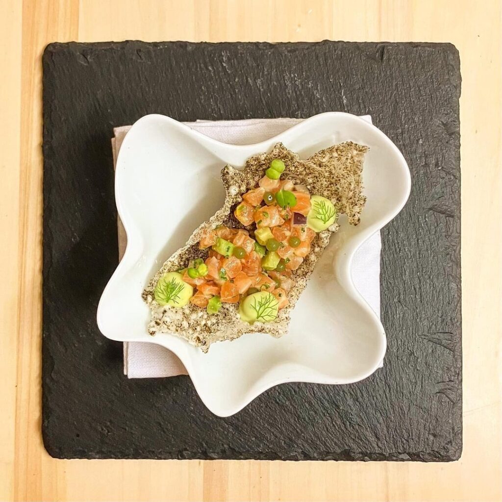 Seaweed Cracker // Crispy Mussels // Beetroot Crisp // Prawn Toast – full descriptions below Seaweed Cracker // Crispy Mussels // Beetroot Crisp // Prawn Toast - full descriptions below