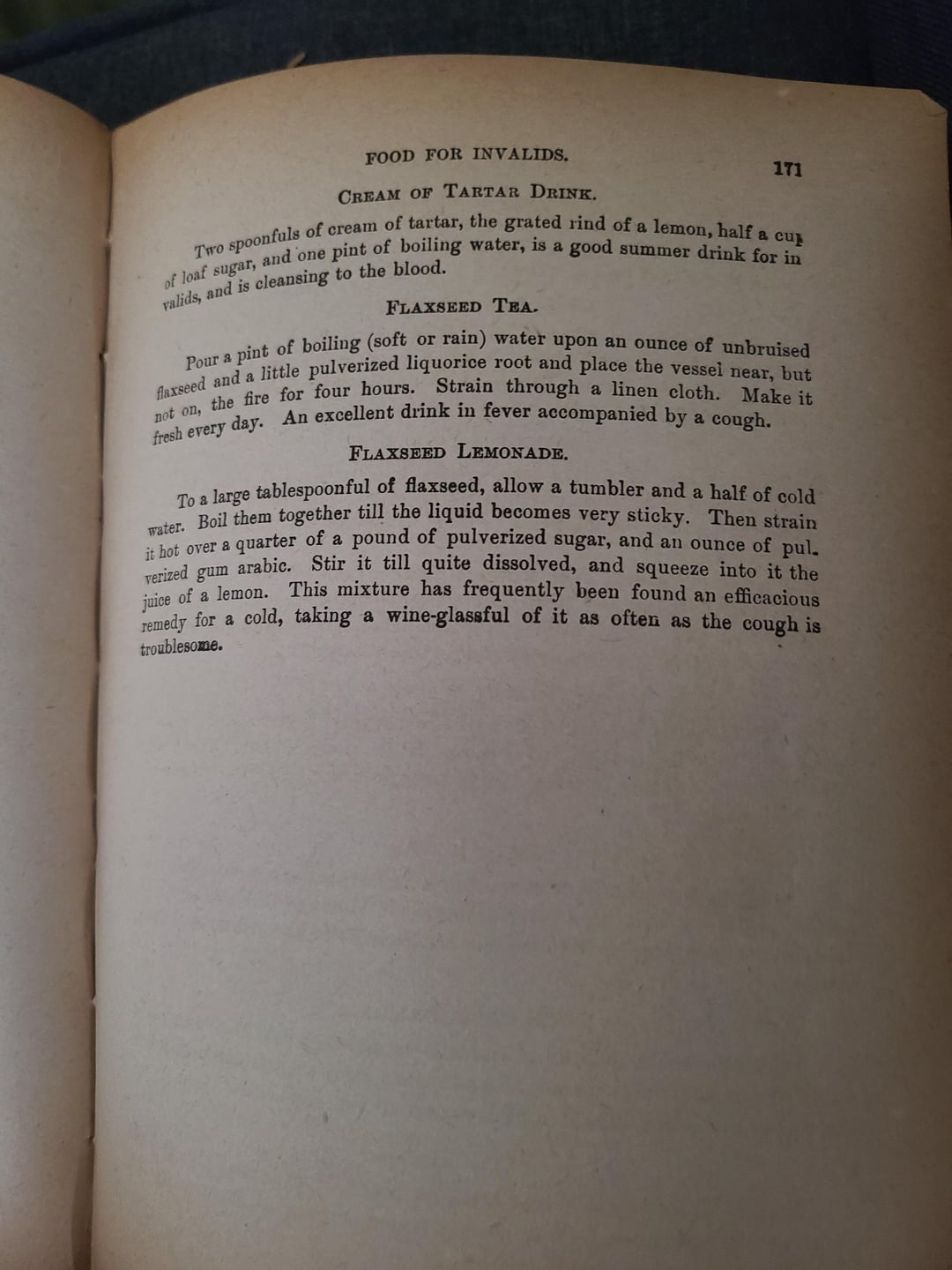 1896's Food for the Hungry contains a chapter titled Food for Invalids