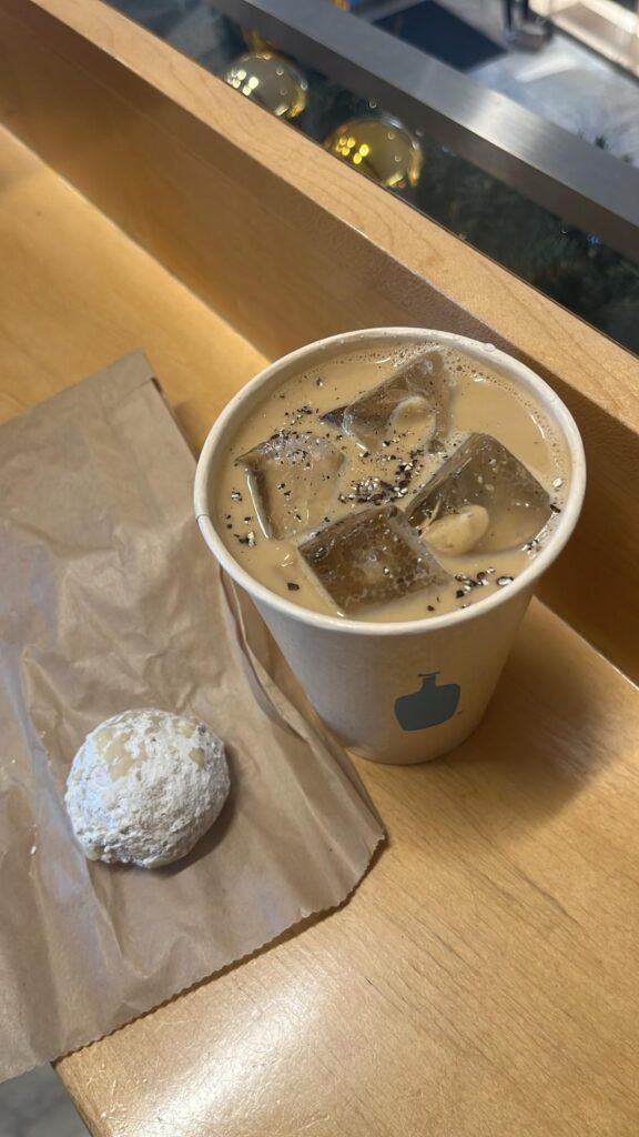 Iced black cardamom latte at Blue Bottle Coffee in NYC