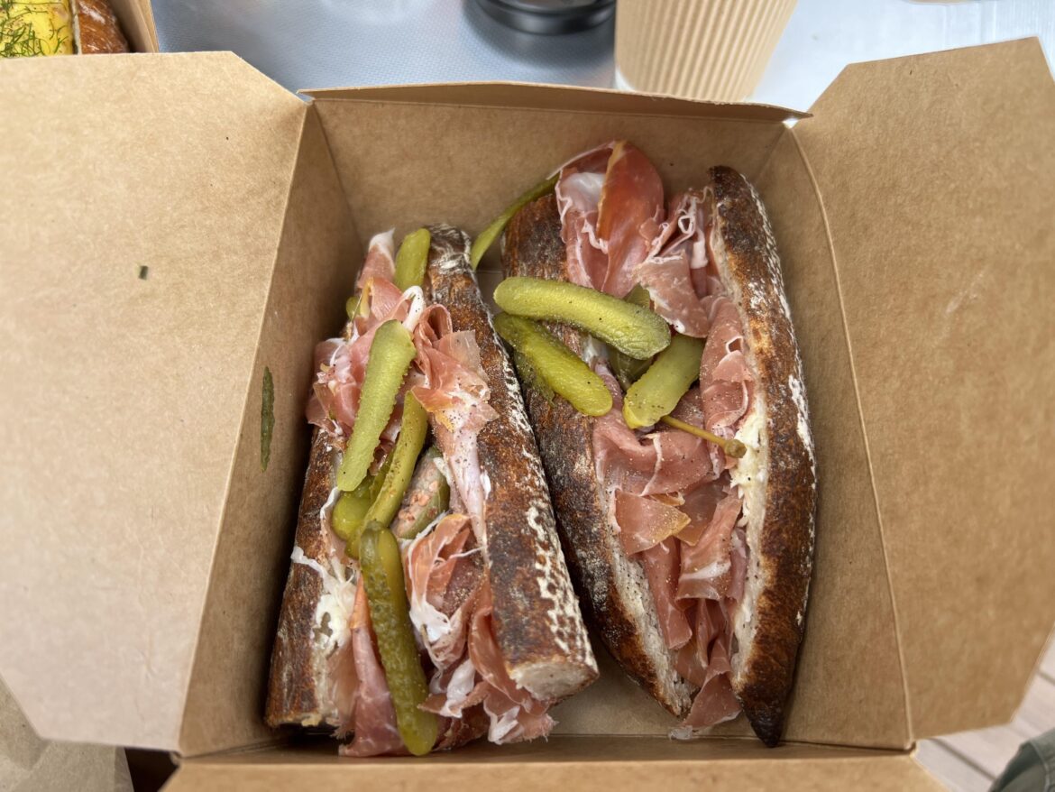 Prosciutto and cornichons with french butter