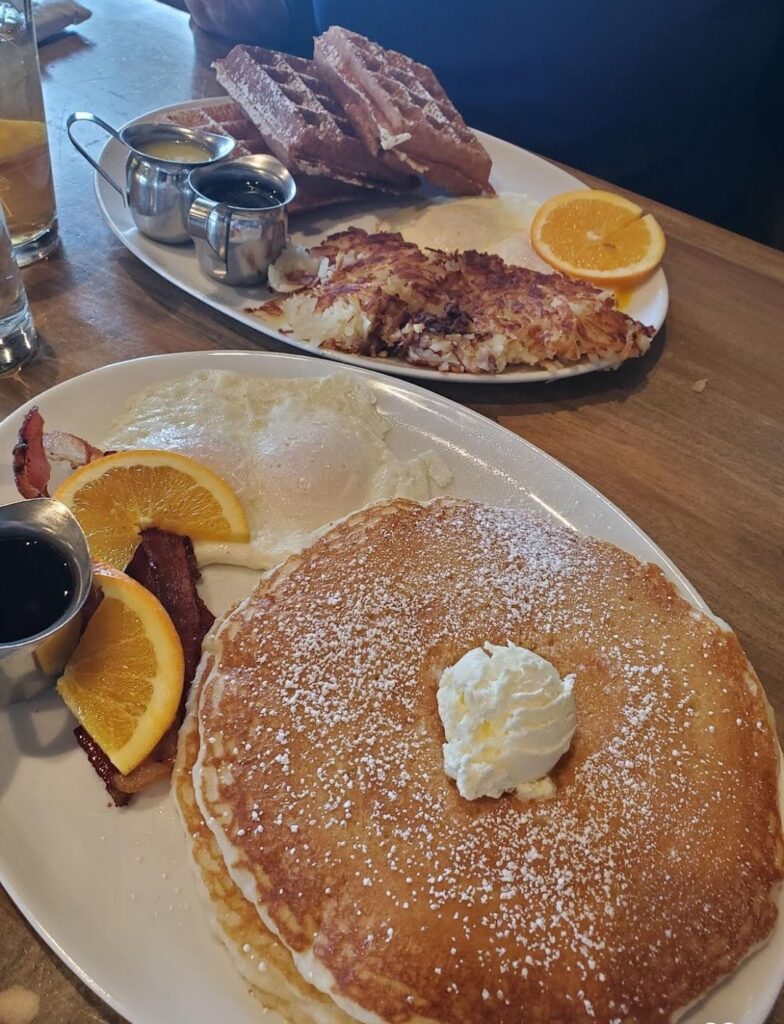 Pancakes with all the butter and syrup!