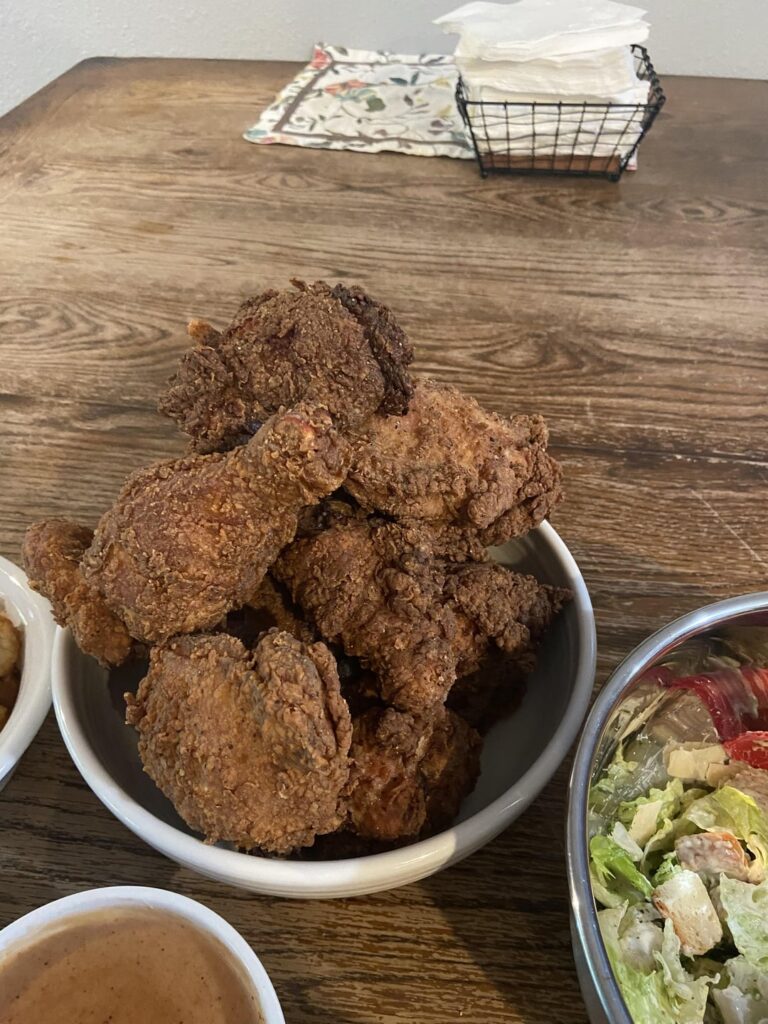 Southern fried chicken results & oil cleaning technique questions.