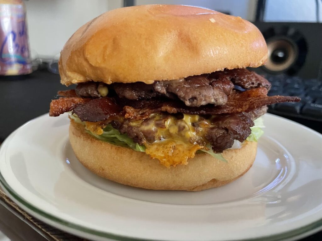 Homemade smashburger for lunch