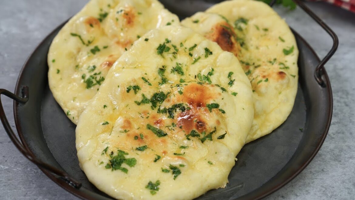 Easy Garlic Butter Naan without yeast by Tiffin Box | How to Make Naan Bread, soft naan ruti on tawa