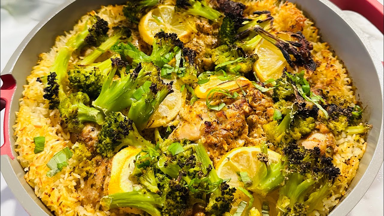 One Pan Lemon Pepper Yogurt Chicken and Rice. Dining and Cooking