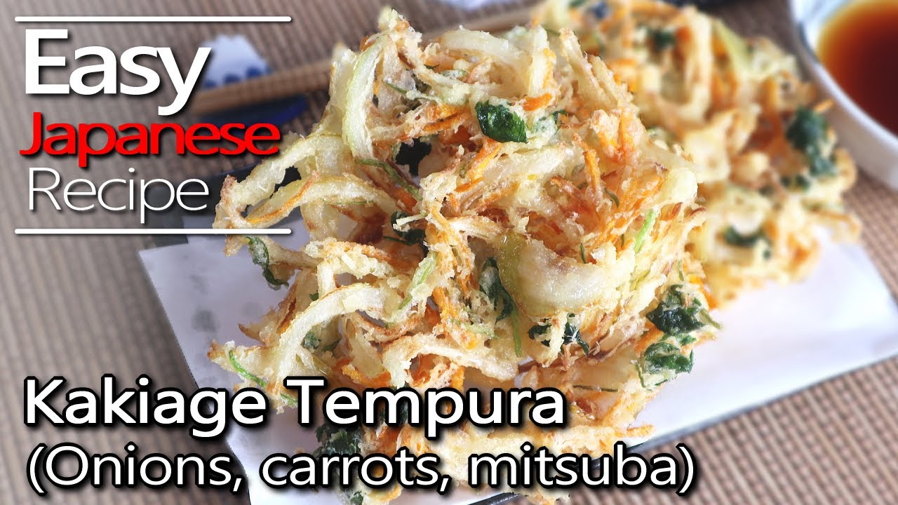 How to make Kakiage Tempura & tempura batter. (onions, carrots, mitsuba