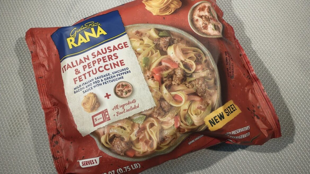 Making Giovanni Rana Rana Italian Sausage & Peppers Fettuccine (Microwave)